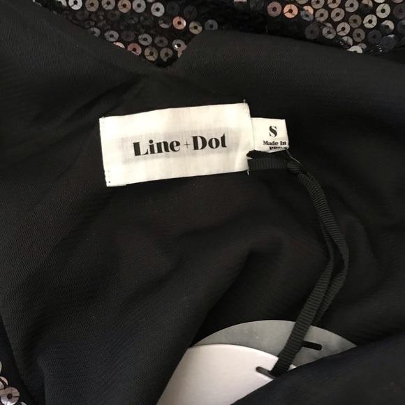 Line & Dot Sequin Sleeveless Black V-Neck Dress S - Picture 3 of 4